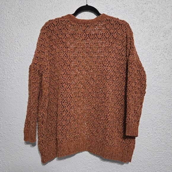 Daytrip Womens Brown Open Knit Cardigan Sweater Size XS Slouchy Oversized Boho - Picture 2 of 5